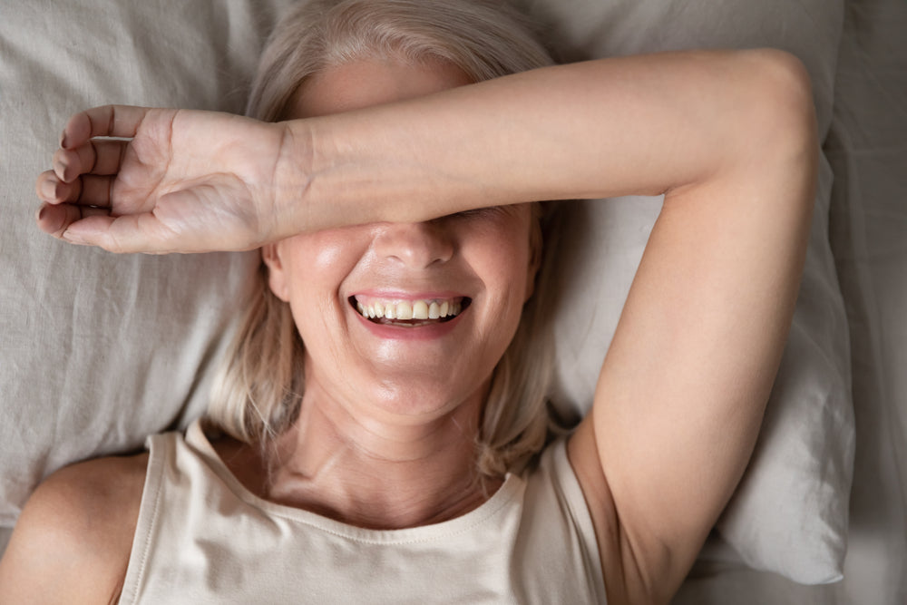Mature woman sleeping well healthy calm no anxiety